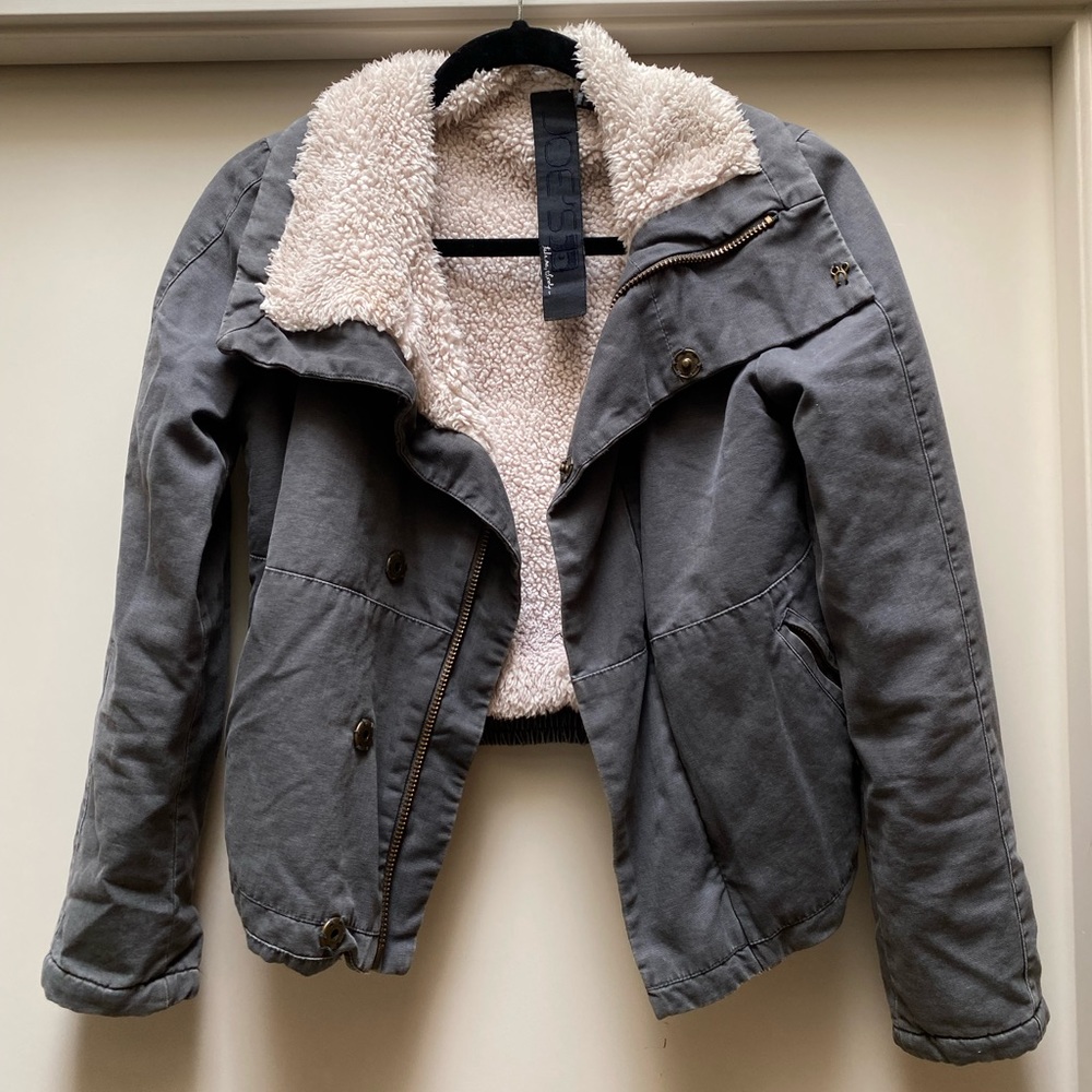 Joe's Jeans Gray Jacket with Cream Lining